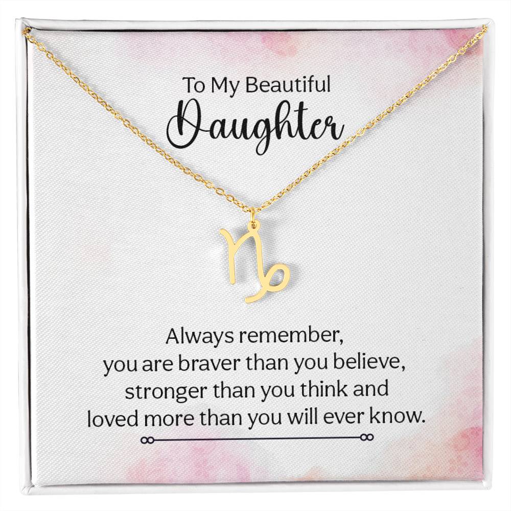 Gift to Daughter from Mom Zodiac Necklace Gifts, Stainless Steel or Gold Finish
