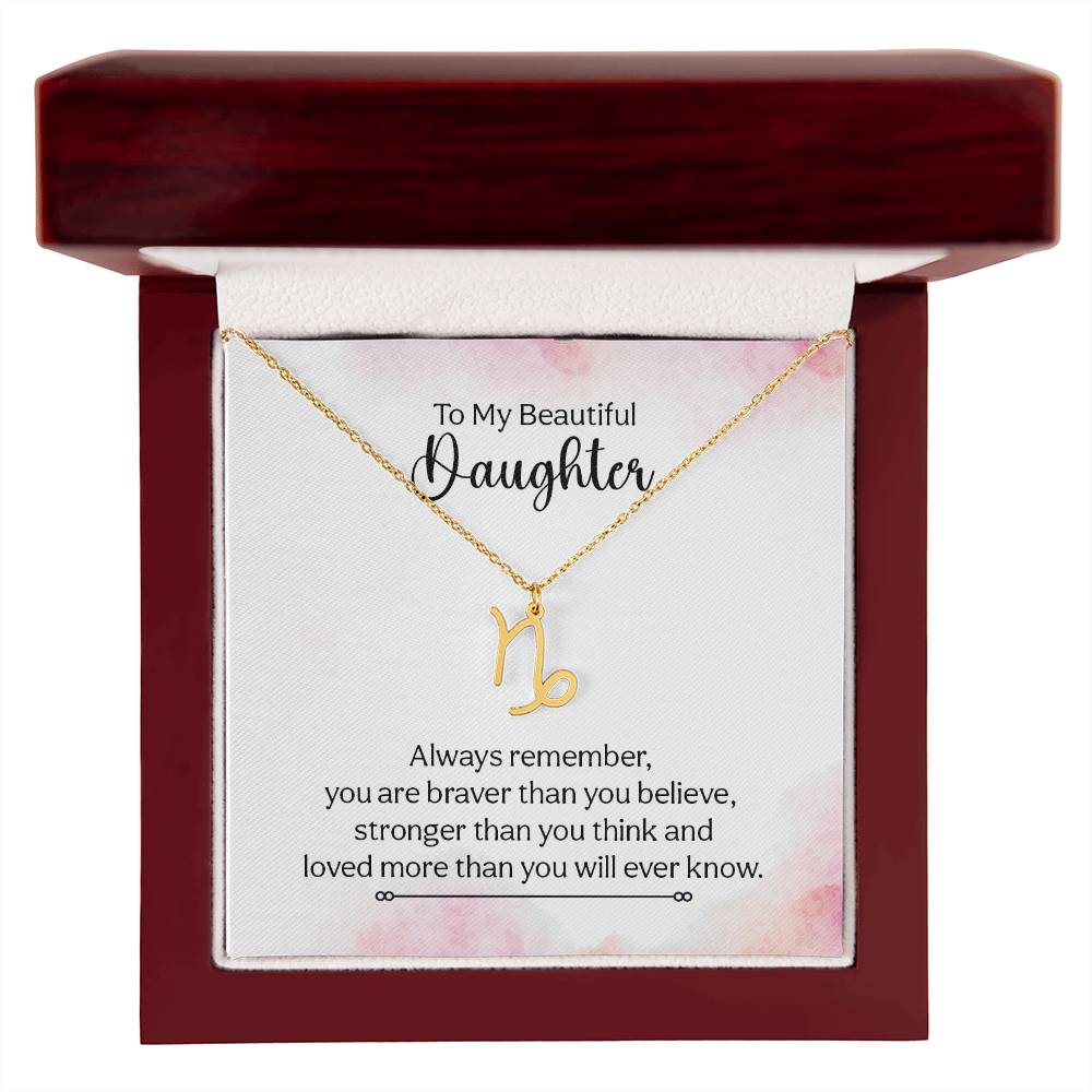 Gift to Daughter from Mom Zodiac Necklace Gifts, Stainless Steel or Gold Finish