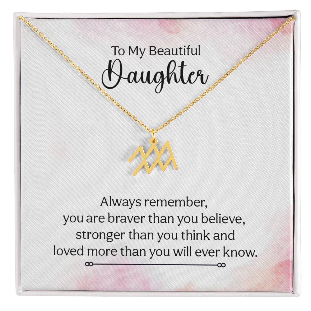 Gift to Daughter from Mom Zodiac Necklace Gifts, Stainless Steel or Gold Finish