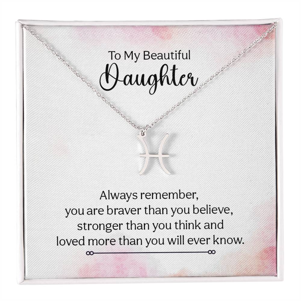 Gift to Daughter from Mom Zodiac Necklace Gifts, Stainless Steel or Gold Finish