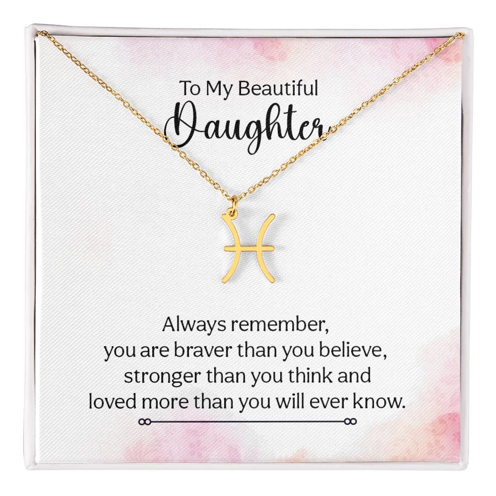 Gift to Daughter from Mom Zodiac Necklace Gifts, Stainless Steel or Gold Finish