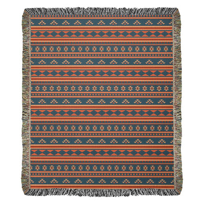 Southwestern Woven Fringe Blanket, Terra Cotta River