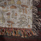 Mushroom Blanket with Fringe, Heirloom Woven Mushroom Blanket 100% Cotton 50" x 60"