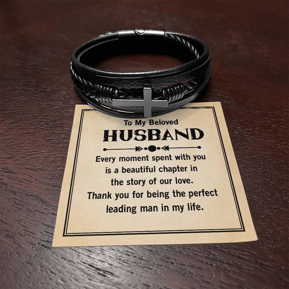 Leather Cross Bracelet for Husband from Wife Gift for Husband