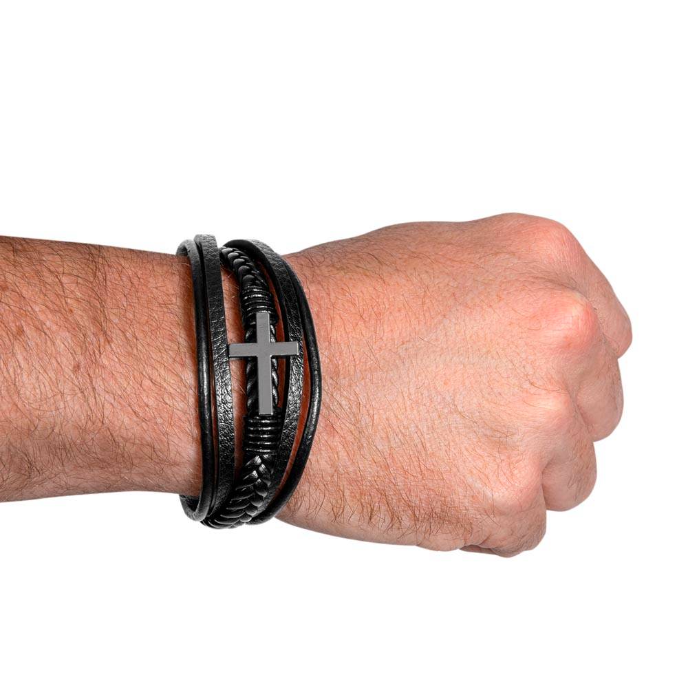 Gifts for Husband Leather Cross Bracelet, Husband Gifts from Wife