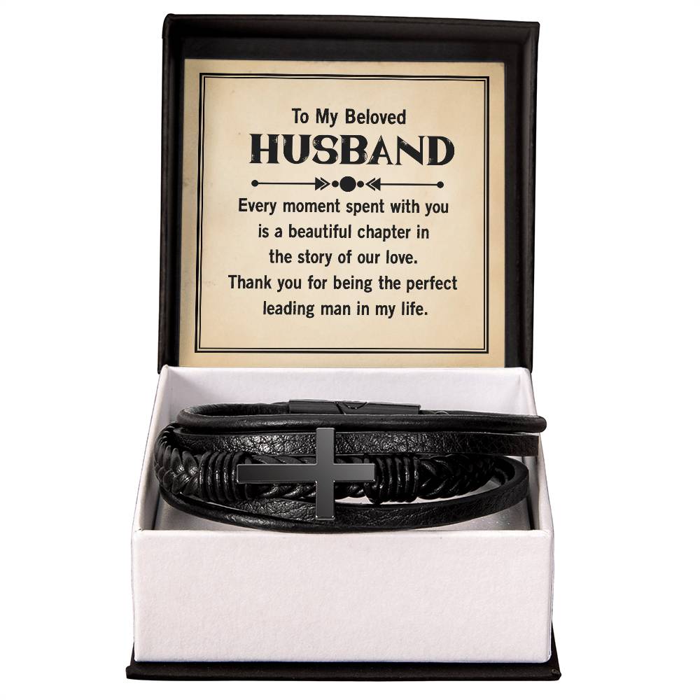 Leather Cross Bracelet for Husband from Wife Gift for Husband