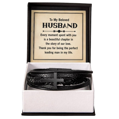 Leather Cross Bracelet for Husband from Wife Gift for Husband