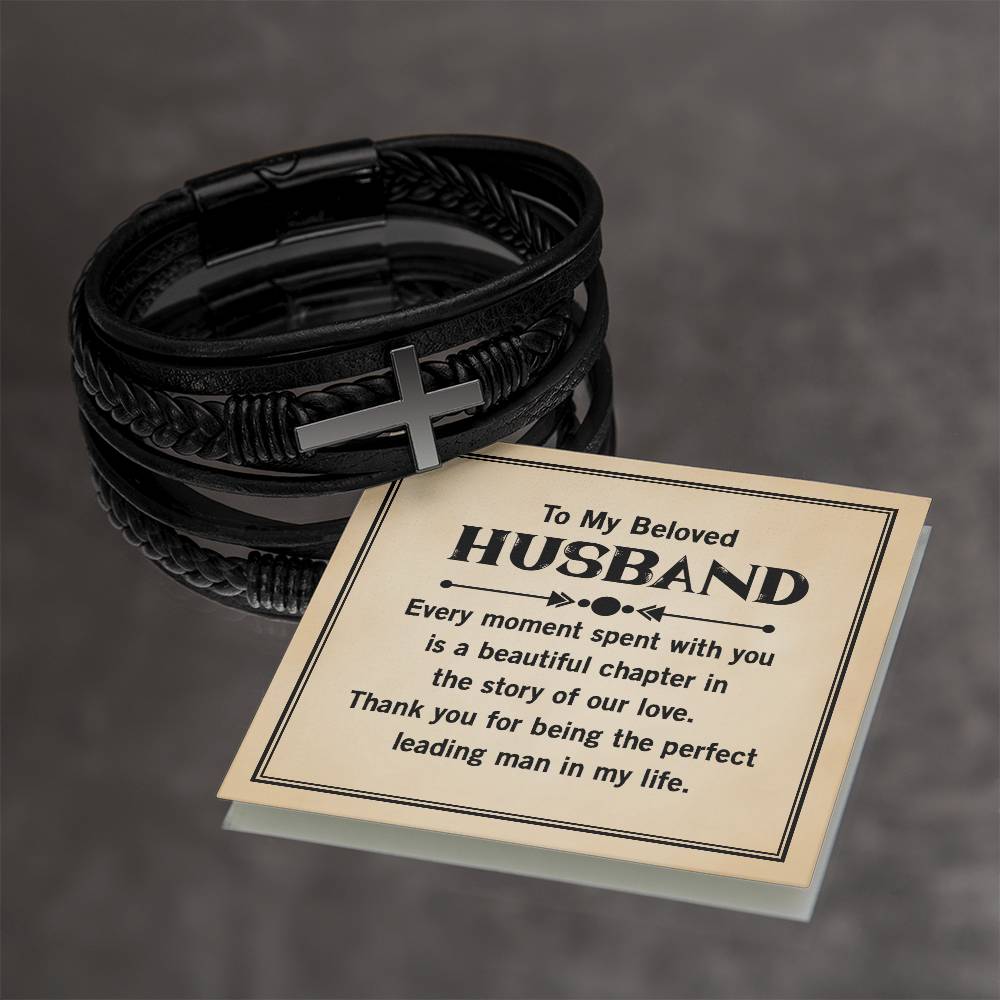 Leather Cross Bracelet for Husband from Wife Gift for Husband