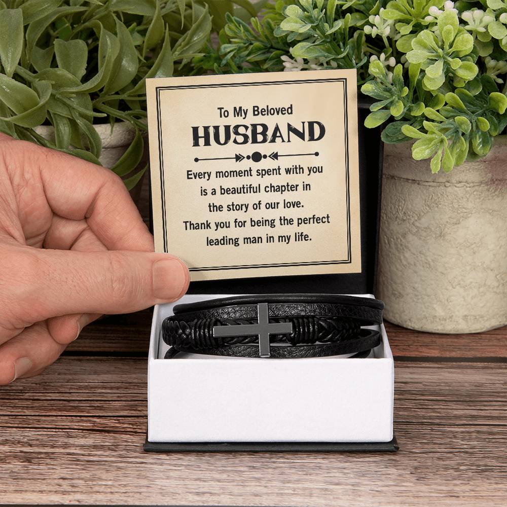 Leather Cross Bracelet for Husband from Wife Gift for Husband