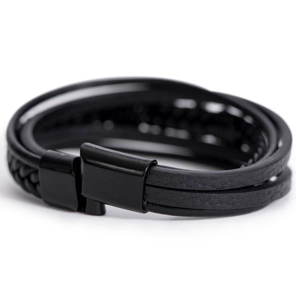 Gift for Dad Leather Cross Bracelet, Dad Birthday Christmas Gift - Dakoda Goods & Co.