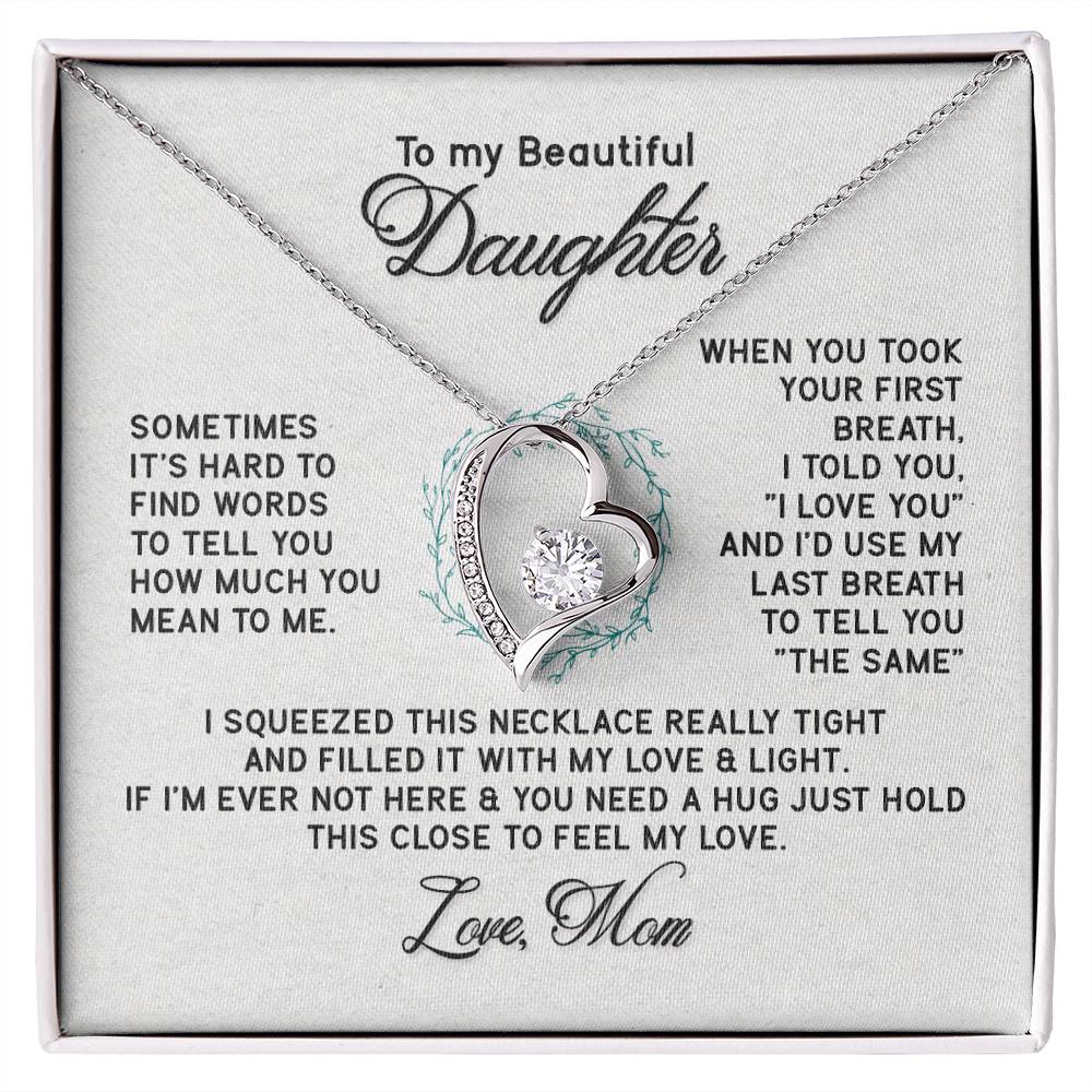 Gifts to Daughter Jewelry Necklace Gift from Mom to Daughter, White or Yellow Gold Finish