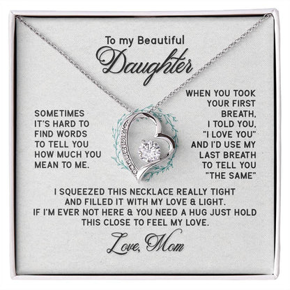 Gifts to Daughter Jewelry Necklace Gift from Mom to Daughter, White or Yellow Gold Finish