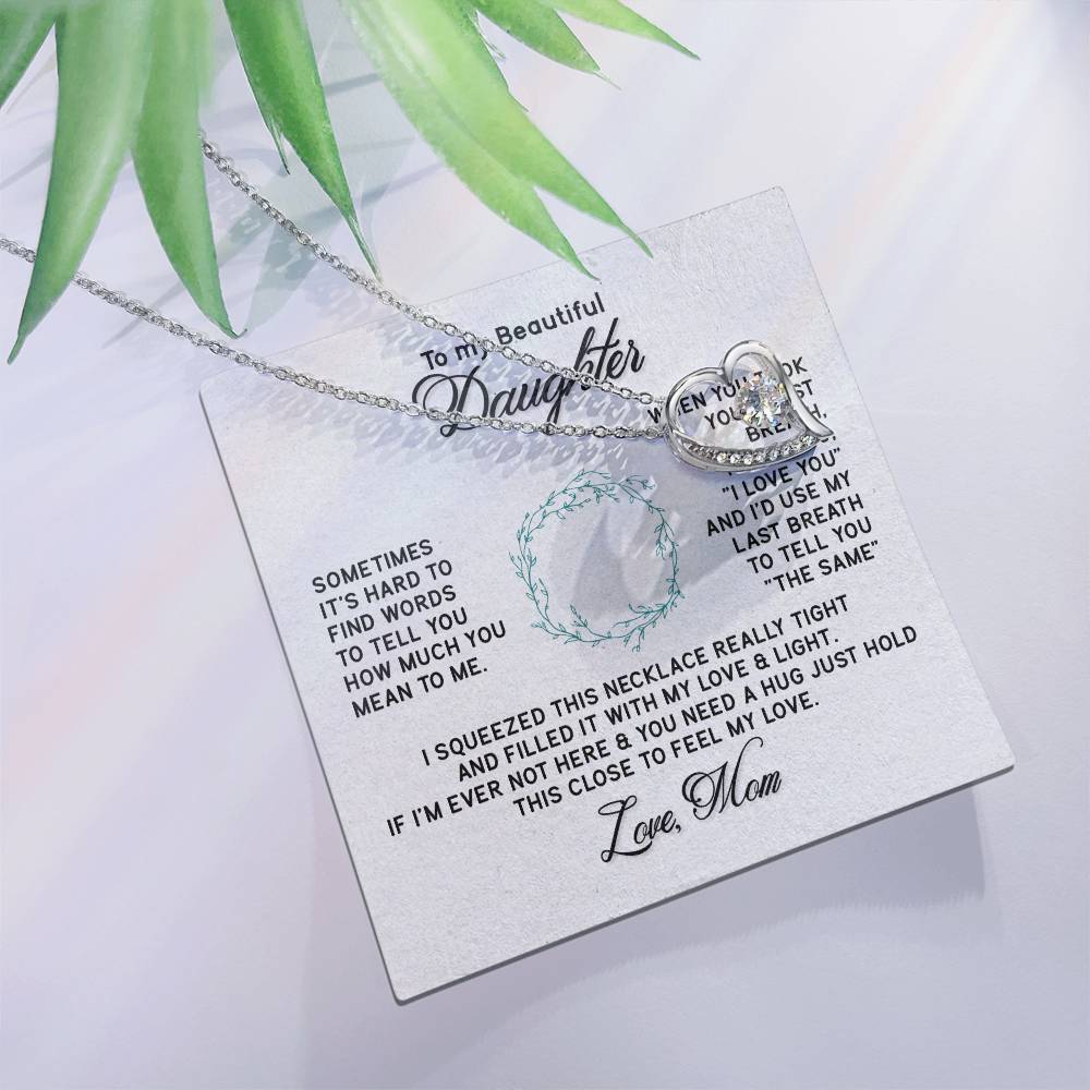 Gifts to Daughter Jewelry Necklace Gift from Mom to Daughter, White or Yellow Gold Finish