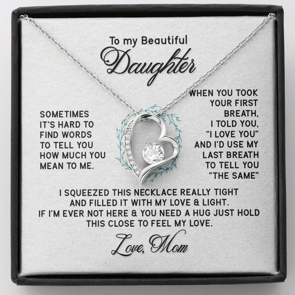 Gifts to Daughter Jewelry Necklace Gift from Mom to Daughter, White or Yellow Gold Finish