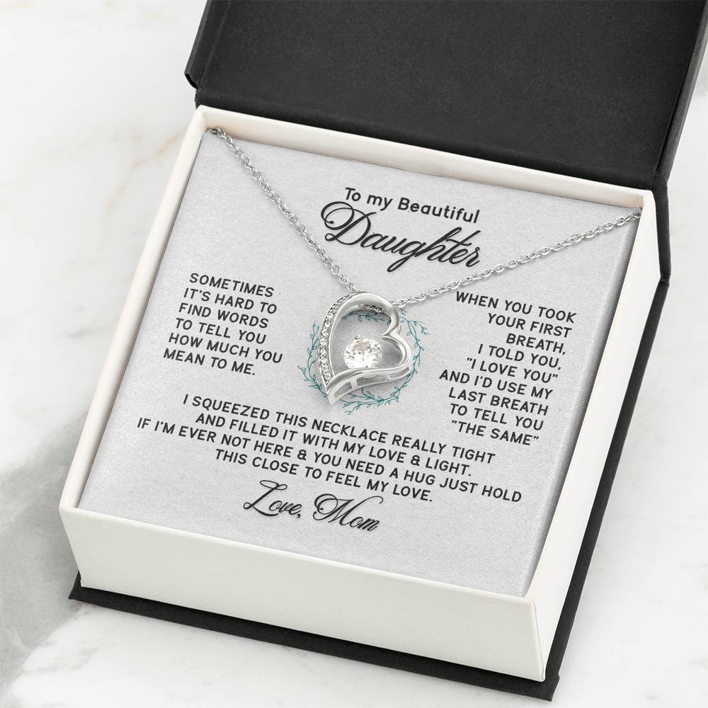 Gifts to Daughter Jewelry Necklace Gift from Mom to Daughter, White or Yellow Gold Finish