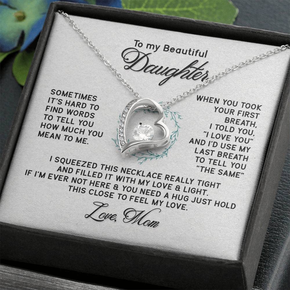 Gifts to Daughter Jewelry Necklace Gift from Mom to Daughter, White or Yellow Gold Finish