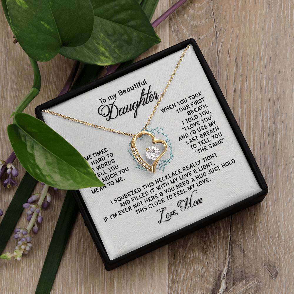 Gifts to Daughter Jewelry Necklace Gift from Mom to Daughter, White or Yellow Gold Finish