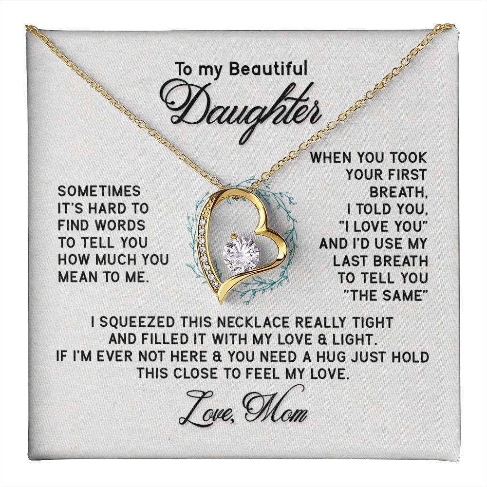 Gifts to Daughter Jewelry Necklace Gift from Mom to Daughter, White or Yellow Gold Finish