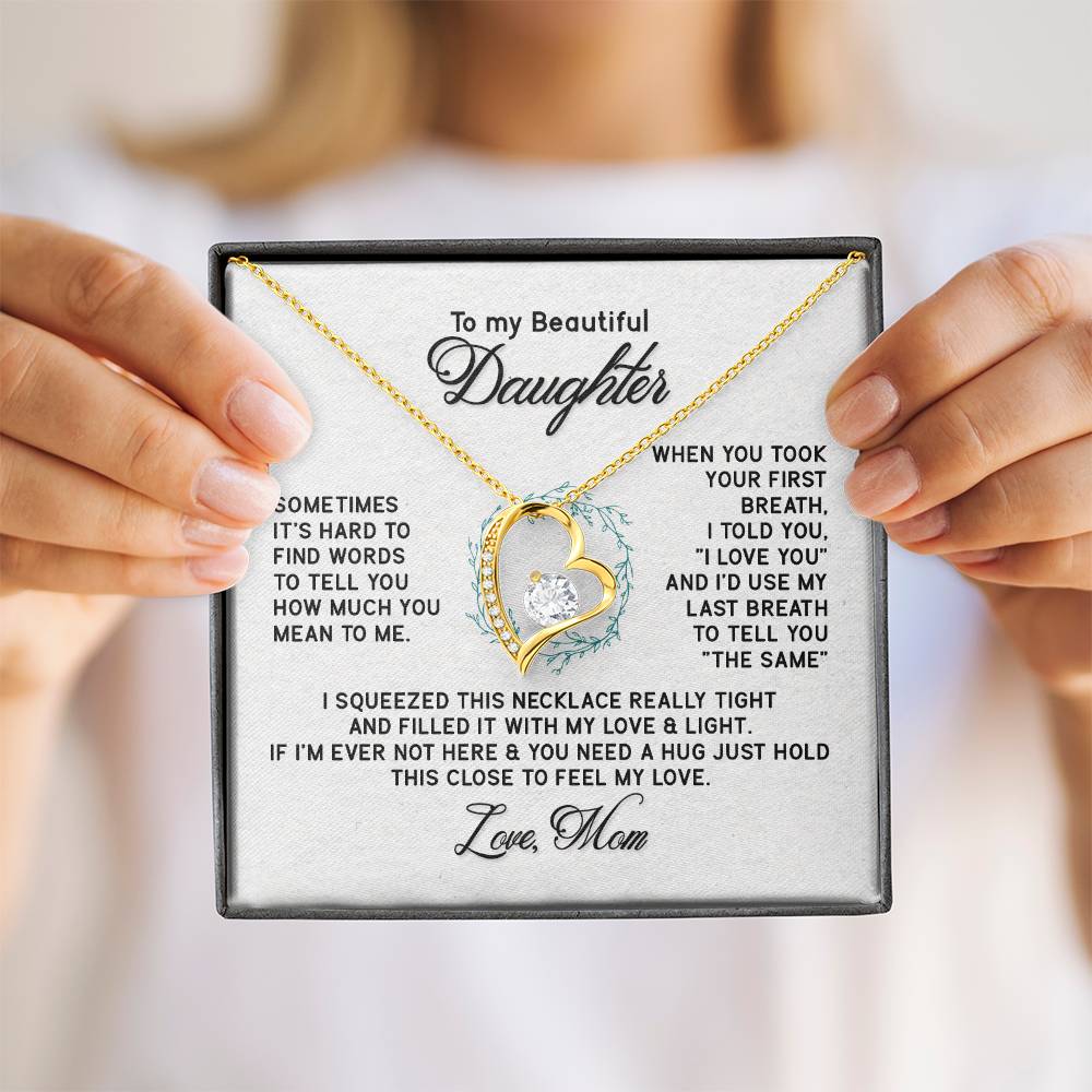 Gifts to Daughter Jewelry Necklace Gift from Mom to Daughter, White or Yellow Gold Finish