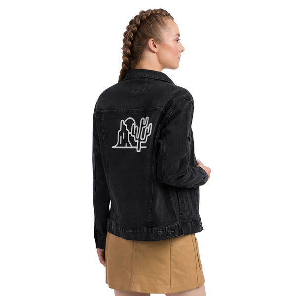 Unisex Denim Jacket Desert Theme Cacti, Black Denim Jacket or Classic Denim Jean Jacket
