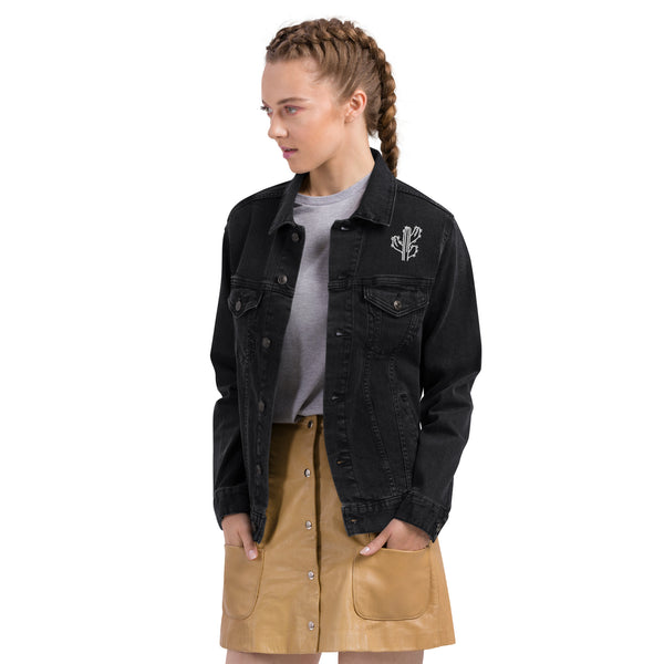 Unisex Denim Jacket Desert Theme Cacti, Black Denim Jacket or Classic Denim Jean Jacket