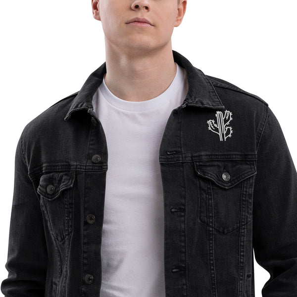 Unisex Denim Jacket Desert Theme Cacti, Black Denim Jacket or Classic Denim Jean Jacket