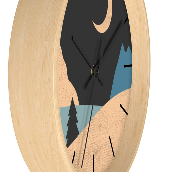 Wall Clock, Clocks, Mountain Night, Organic Theme, Wooden Clock, Time, Wall Decor, Midnight, Wood, Plexiglass, Decor, Home Decor, Gifts - Dakoda Goods & Co.