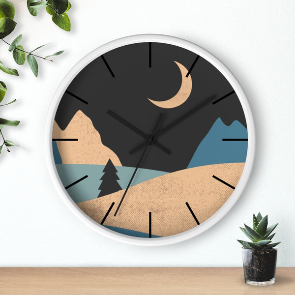Wall Clock, Clocks, Mountain Night, Organic Theme, Wooden Clock, Time, Wall Decor, Midnight, Wood, Plexiglass, Decor, Home Decor, Gifts - Dakoda Goods & Co.