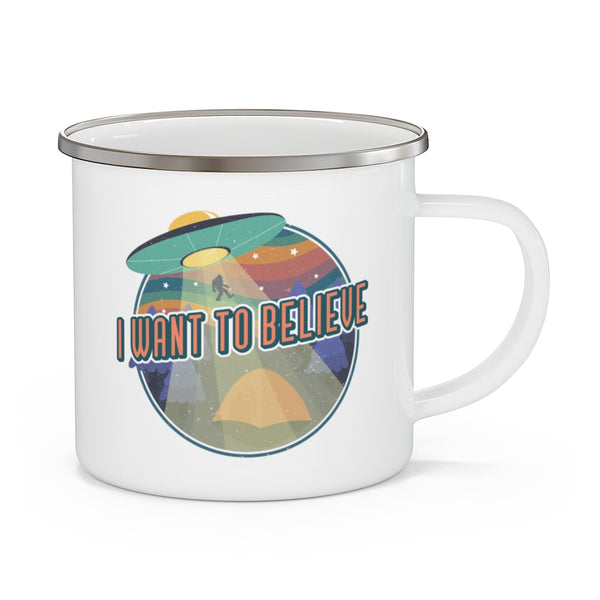 Camping Mug Alien I Want to Believe Funny Gifts t Gifts Travel Enamel Camping Mug Coffee Mug Tea Mug - Dakoda Goods & Co.