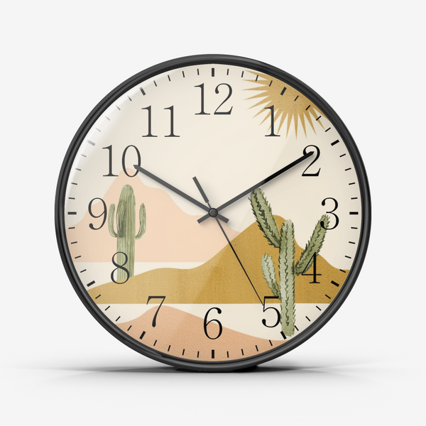 Wall Clock Silent Non Ticking Quality Quartz Desert Sun Theme - Dakoda Goods & Co.