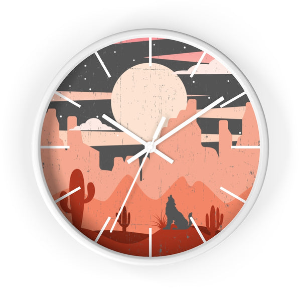 Pastel Howling Wolf Desert Wall Clock - Dakoda Goods & Co.