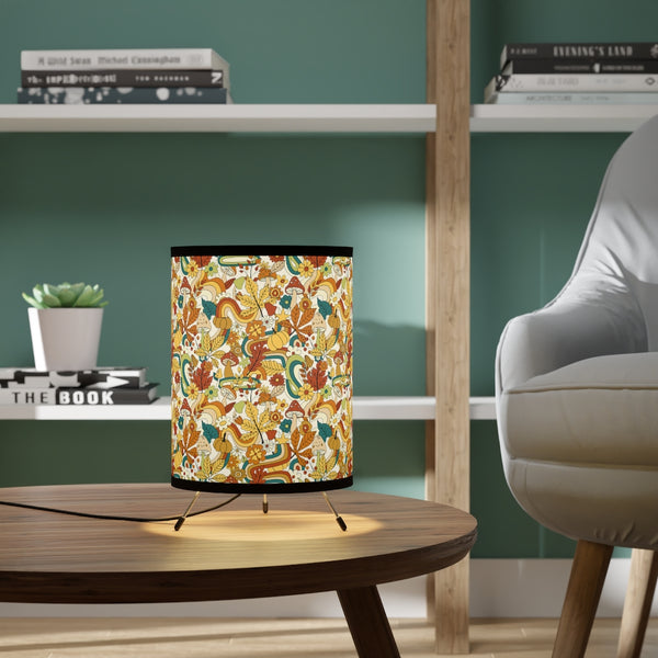Retro Mushroom Tripod Lamp with High-Res Printed Shade, US/CA plug