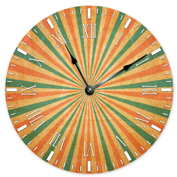 Striped Round Silent Ticking Wooden Wall Clock 15" - Dakoda Goods & Co.