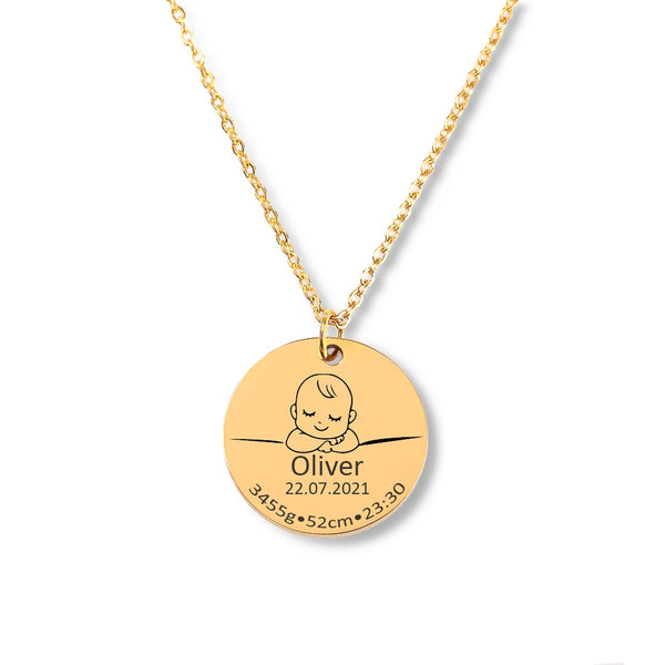 Baby Birth Details Necklace for Mom, Gifts for New Mom