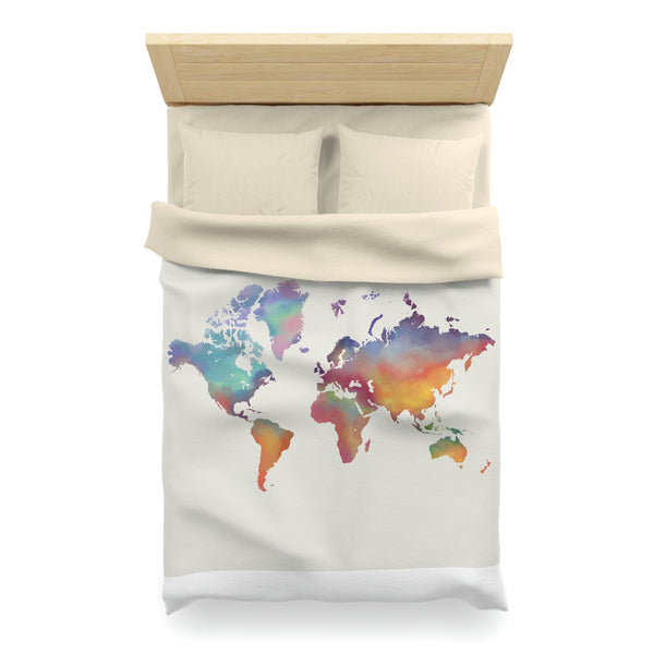 Rainbow Map Microfiber Duvet Cover