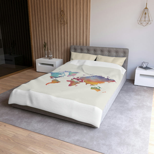 Rainbow Map Microfiber Duvet Cover
