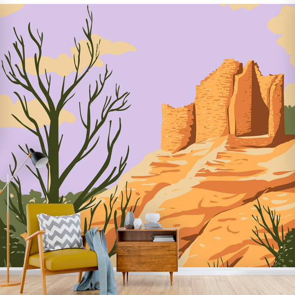 Wall Mural Wallpaper Mountain Valley Organic Print Two Sizes East to Use, Easy to Remove - Dakoda Goods & Co.
