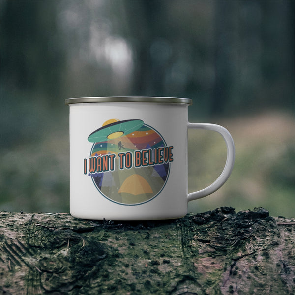 Camping Mug Alien I Want to Believe Funny Gifts t Gifts Travel Enamel Camping Mug Coffee Mug Tea Mug - Dakoda Goods & Co.