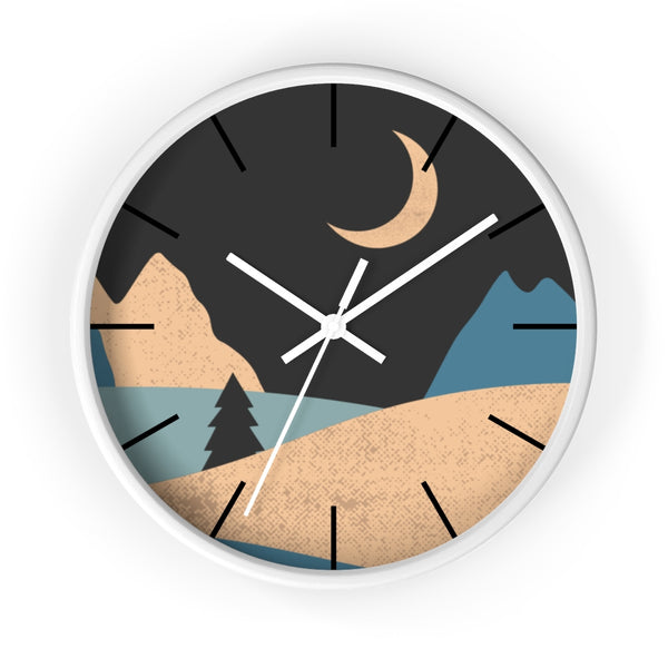 Wall Clock, Clocks, Mountain Night, Organic Theme, Wooden Clock, Time, Wall Decor, Midnight, Wood, Plexiglass, Decor, Home Decor, Gifts - Dakoda Goods & Co.