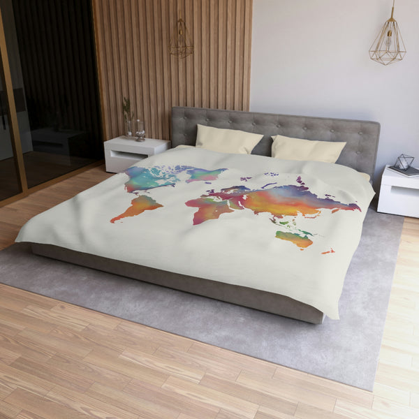 Rainbow Map Microfiber Duvet Cover