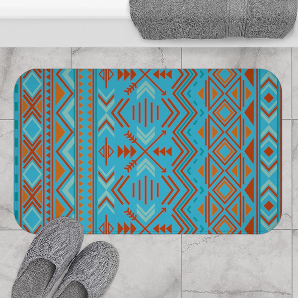 Blue Southwestern Bath Mat - Dakoda Goods & Co.