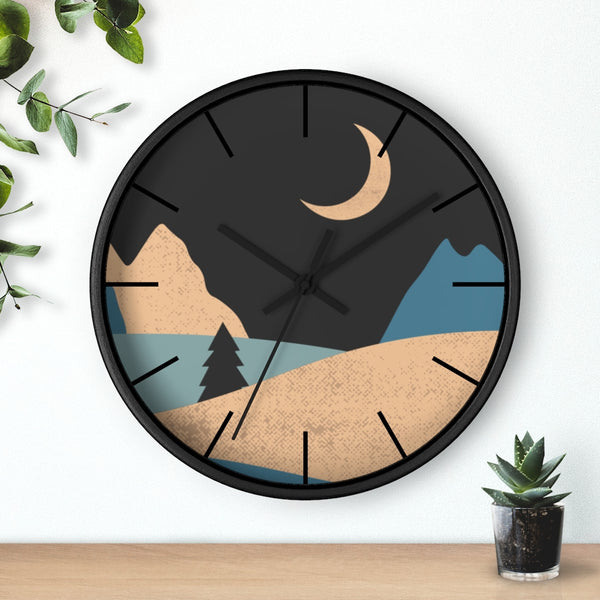 Wall Clock, Clocks, Mountain Night, Organic Theme, Wooden Clock, Time, Wall Decor, Midnight, Wood, Plexiglass, Decor, Home Decor, Gifts - Dakoda Goods & Co.