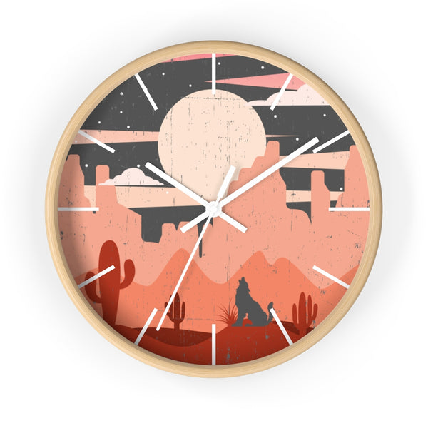 Pastel Howling Wolf Desert Wall Clock - Dakoda Goods & Co.