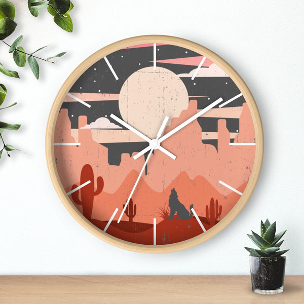 Pastel Howling Wolf Desert Wall Clock - Dakoda Goods & Co.