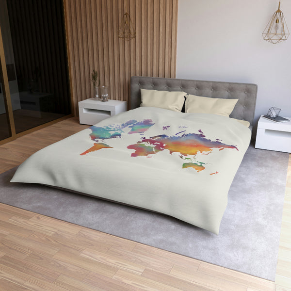 Rainbow Map Microfiber Duvet Cover