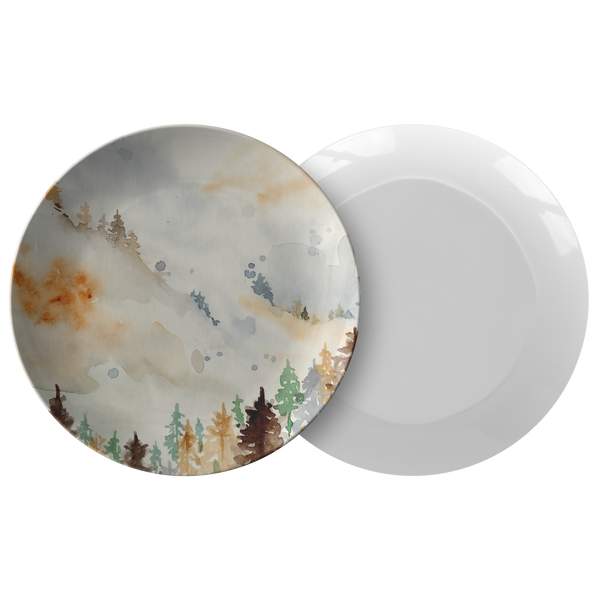Mountain Valley Watercolor Plastic Dinner Plate