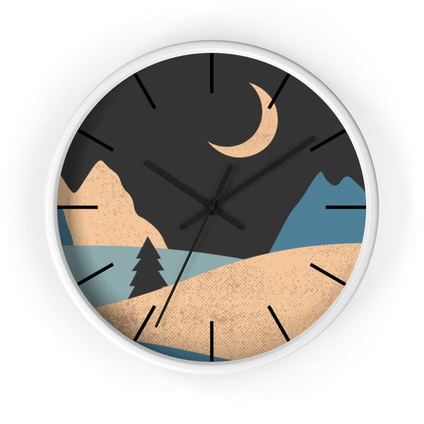 Wall Clock, Clocks, Mountain Night, Organic Theme, Wooden Clock, Time, Wall Decor, Midnight, Wood, Plexiglass, Decor, Home Decor, Gifts - Dakoda Goods & Co.