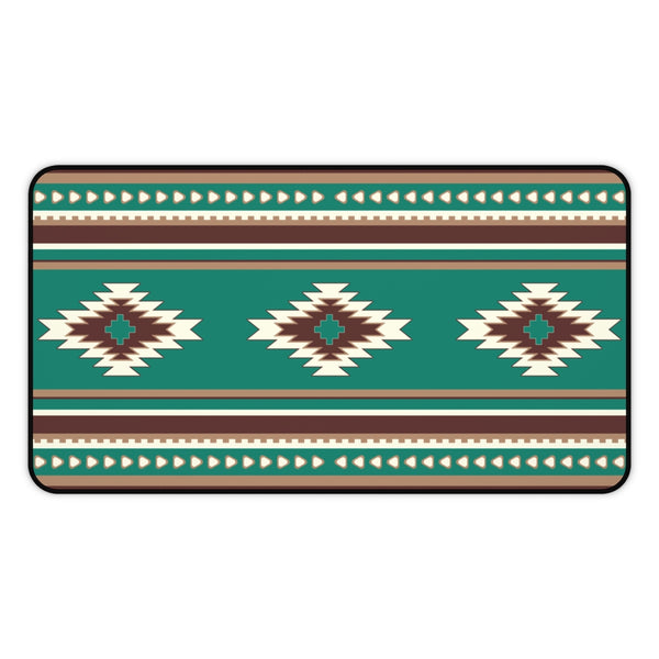 Desk Mat Boho Turquoise Diamonds Southwestern Mat for Desk Large Mouse Pad Desk Accessories Large Desk Mat Pad, 3 Sizes