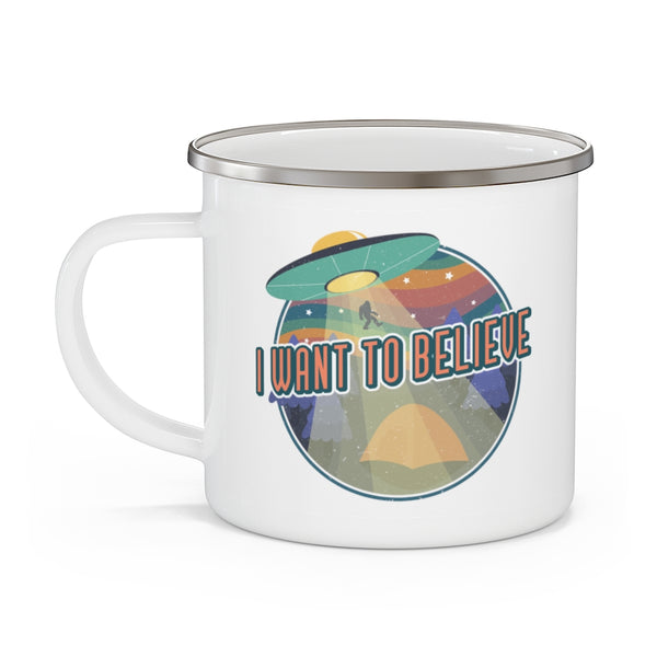 Camping Mug Alien I Want to Believe Funny Gifts t Gifts Travel Enamel Camping Mug Coffee Mug Tea Mug - Dakoda Goods & Co.