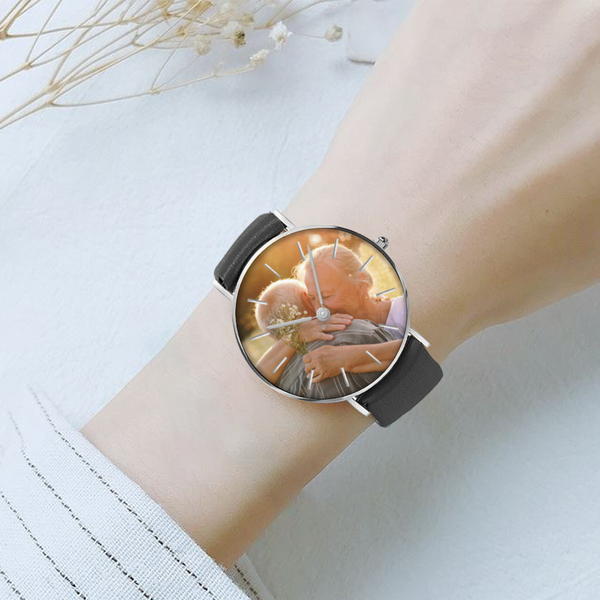 Customizable Picture Watch Women's Golden & Silver Pointers Leather Quartz Watches - Dakoda Goods & Co.